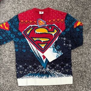 DC Comics Superman Red and Blue Crewneck Sweater